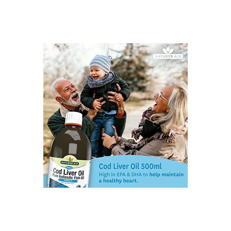 Natures Aid Cod Liver Oil Liquid (PACK OF 1), 500ml