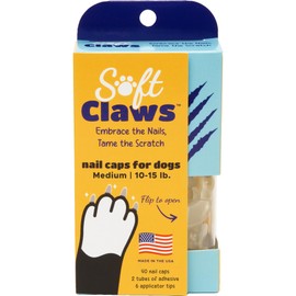 Soft Claws Dog Nail Caps, 40 Medium Nail Caps, Made in USA - Vet Developed, Safe & Non-Toxic Easy to Apply Claw Covers | Protects Furniture & Skin, Clear