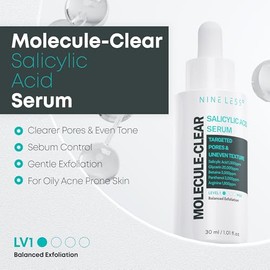 NINELESS-Molecule-Clear Salicylic Acid Serum 30ml | Suero Exfoliante Diario con Ácido Salicílico | Limpia Poros, Reduce Impurezas y Suaviza Textura | Fórmula Coreana Avanzada para Piel Más Clara, Lisa y Equilibrada