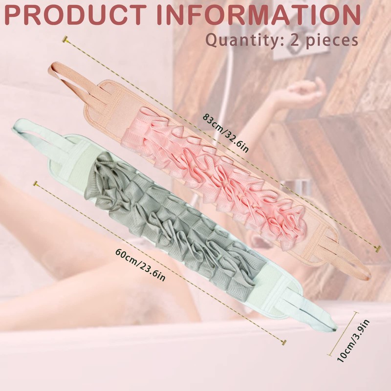 2 Pieces Exfoliating Back Scrubber for Shower, Double Sided Exfoliating