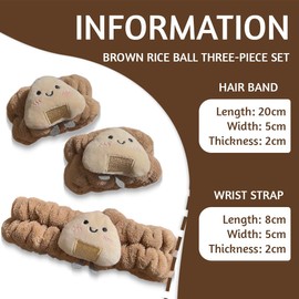 NJCXOLA Spa Stirnband zum Waschen Gesicht Wristband Set， mit 2 Handgelenkband Schwamm weiches Frottee Make-up Hautpflege Anti-Rutsch-Stirnband für Damen -Braun