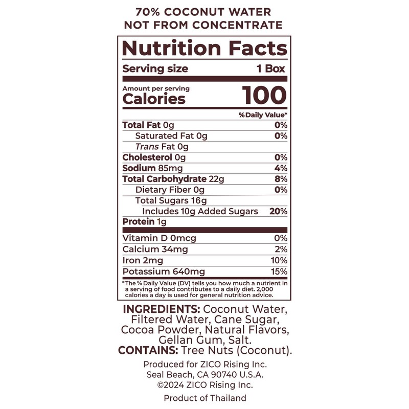 Zico Chocolate Coconut Water, Dairy-free, Plant-based, tastes like Chocolate Milk,
