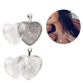 60 Piezas Bandejas Colgantes de Corazón Ajuste de Cabujón de Acero Inoxidable Borde Liso Copas de Bisel Colgantes Ajuste de Joyería de Cabujón en Blanco, Accesorios de Joyería