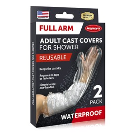 Mighty-X 100% Waterproof Arm Cast Cover -【100% Watertight Seal】 - Reusable Adult Full Arm Cast Cover for Shower Hand, Wrist & Elbow - 2 Cast Protectors