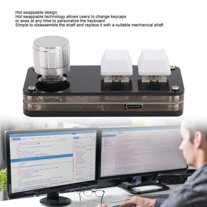 Macro Programming Keyboard Professional 2 Keys 1 Knob Blue Switch