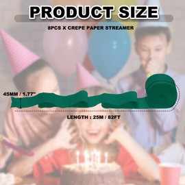 PATIKIL Crepe Paper Streamers, 8 Rolls 656ft Rainbow Streamers for Party Decorations Wedding Ceremony Birthday Indoor Decorations, Dark Green