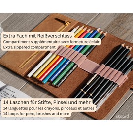 skaard Pencil Case | Genuine Buffalo Leather | For Pens & Brushes, brown, Brown