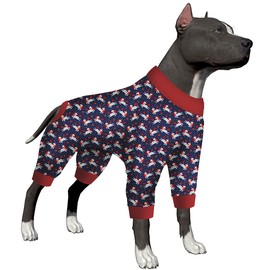 LovinPet Dog Recovery Bodysuit for Large Dogs - Wound Care Cotton Pullover Dog Pajamas,Cozy Stretchy Fabric,Navy Unicorns Print,Large Dog Pjs,Surgery Recovery Suit for Dogs,Pitbull Party Clothes,3XL