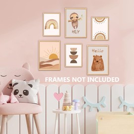 ANHUIB Children's Room Poster, Pictures Nursery Wall Decoration, Pictures Baby Room Decoration Boy Girl, Children's Picture Set, Set of 6 Poster Set, DIN A4 A3, Animal Picture for Children's Room,