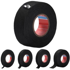 5 Rolls Wire Harness Tapes 50 FT High Temp Electrical Tesa Tape Loom Harness Automotive Heat Proof Self Adhesive Fabric Tapes for Automotive Electrical Wrap Protection, Width from 1/3 to 1.25 Inch
