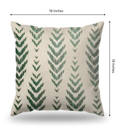 Set of 2 Decorative Throw Pillow Covers 18x18 Inches - Sage Green Boho Pillow Covers - Bohemian Ethnic Geometric Herringbone Print - Decorative Pillowcase Square in Linen for Farmhouse