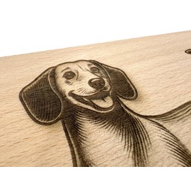 Breakfast Board Dachshund Design Real Beech Wood 22 x 12 x 1 cm