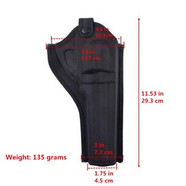 ProWildGear Tactical Universal Oxford Revolver Holster, Snap Strap and Belt Loop, Short & Long Style, Fits Most Revolvers (Black-Long)
