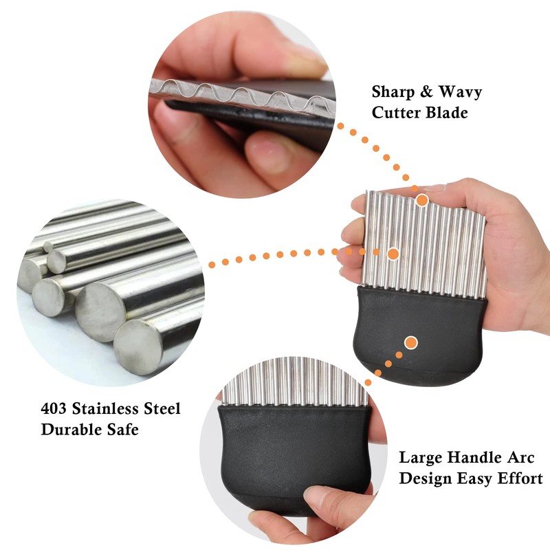HTBMALL Crinkle Cutter, Wavy Chopper Knife, Upgraded Stainless Steel Crinkle