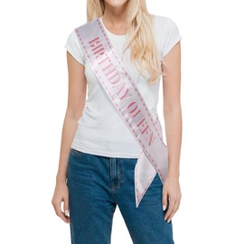 Party to Be Birthday Queen Sash White Embroidered Sash for Girls and Women Birthday Party Decoration & Gift