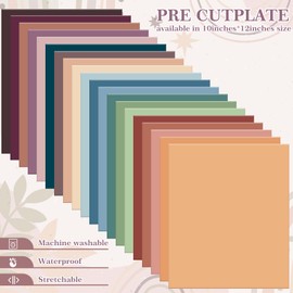 Whaline 20 Sheets Boho Heat Transfer Vinyl Assorted Colors HTV Iron on Vinyl Colorful Adhesive Craft Vinyl for Clothing Costume DIY Fabric Craft Supplies, 12 x 10 Inch