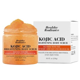 Exfoliante corporal de ácido kójico, con aceite puro de kójico y naranja, exfoliante natural para el cuerpo y la cara, con sal del mar muerto, gliceri