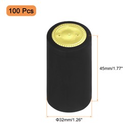 uxcell 100Pcs PVC Heat Shrink Capsules Wine Bottle Capsules Shrink Cap Wrap Shrink Top Cover for Wine Cellars and Home Kitchen, Black/Gold 32x45mm