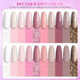 Saviland Dip Powder Nail Kit - 10 Colors Nail Dip Powder System French Nail Art Manicure Starter Kit with 2-In-1 Dip Base & Top Coat, Activator for Nail Salon Home DIY, No Nail Lamp Needed