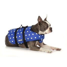 Seachoice Dog Life Vest, Adjustable Life Jacket for Dogs, w/Grab Handle, Blue Polka Dot, Size XS, 7-15 Lbs.