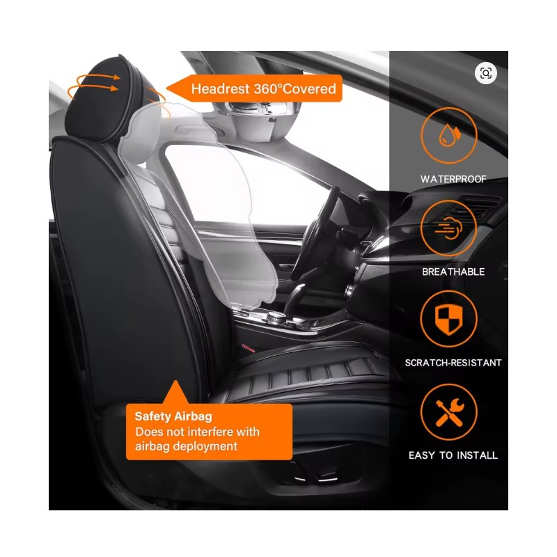 Toolzia PU Leather Car Seat Covers - Universal 5-Seat Full