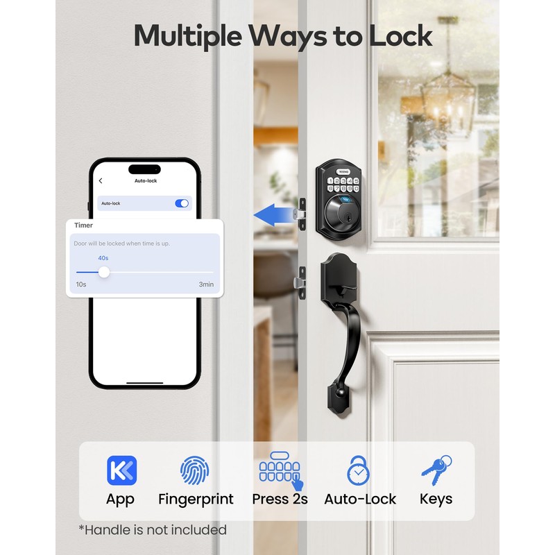TEEHO TE012W WiFi Smart Lock, Fingerprint Door Lock with Built-in