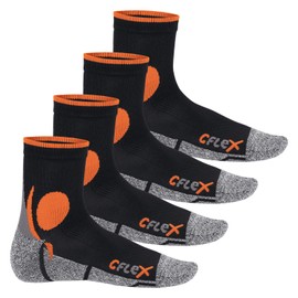 CFLEX running socks – 4 pairs of running socks – shock-absorbent, protective, supportive and air conditioning – sizes 35-46 - black/orange, size: 43 - 46