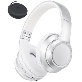 Rockpapa E8 Bluetooth Kids Headphones, Kids Wireless Headphones Over Ear, Foldable Hi-Fi Stereo, Wireless Wired Headphones with Mic for School/Tablet/PC (Silver)