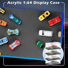 Baderke 4 Pcs Clear Model Cars Display Case 4.72 x 2.28 x 1.77 Inches Fit for 1/64 Scale Acrylic Display Case Vehicles Toy Storage Collectors