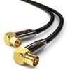 deleyCON TV Cable Plug 90°/Jack 90° Gold-Plated, Black