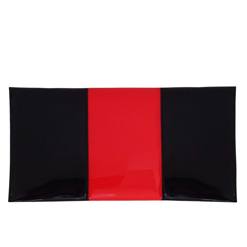JNB Patent Color Block Envelop Clutch, Red/Black