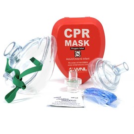 WNL Products FAK5000GI-RED Adult/Child & Infant Pocket CPR Rescue Resuscitation Mask Kit with One Way Valve and Belt Clip in Hard Red Case