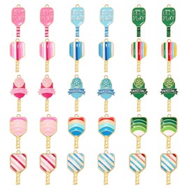 30PCS Pickleball Charms for Jewelry Making, Pickleball Necklace Bracelet Earrings Making Charms Bulk, Enamel Pickleball Paddle Pendant Charms for DIY Pickleball Accessories Crafts Jewelry Gifts