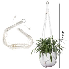 Macrame Plant Hanger-Outdoor Indoor Hanging Planter Holder/Hanging Basket Flower Hangers Cotton Rope with Bead for Home Decor