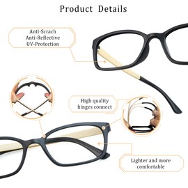 LifeArt Blue Light Blocking Glasses, Anti Eyestrain, Computer Reading/Gaming/TV Glasses for Women and Men, Anti UV, Anti Glare (Black&Yellow, No Magnification)