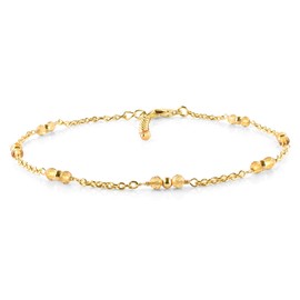InfinityGemsArt Yellow Citrine Anklet Dainty Boho Summer Beach Jewelry for Girls Gold Bead Chain Charm Ankle Bracelets for Women 9+1.5 inch Gifts For Her