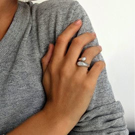 Silverly Women's .925 Sterling Silver Wrap Around Teardrop Smooth Opening Ring