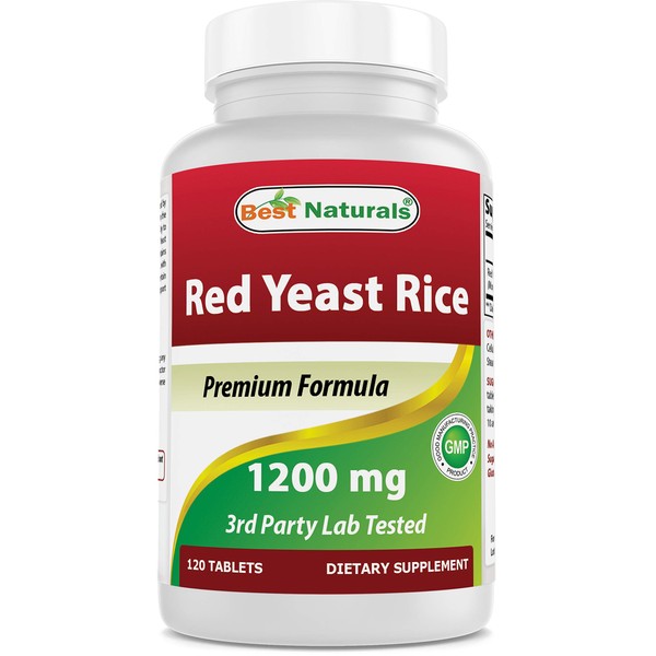 Best Naturals Red Yeast Rice Cholesterol Support 1200 mg (Non-GMO) 120 Tablets