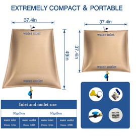 60 Gallon Foldable Water Storage Bladder - Tank, Durable PVC, Leak-Proof, Compact for Camping, RV Travel, Emergency Preparedness, Irrigation