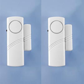 2 Pack Door/Window Alarm Magnetic, Wireless Security Sensor Burglar Alarm System Loud 90 dB, Shed Garage Vibration Entry Warning Detector, for Office/School/Hotel/Home/Store Security