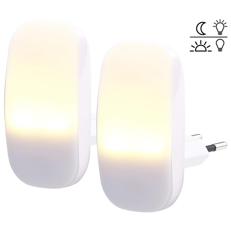 Lunartec Kinderlicht: 2 kompakte LED-Steckdosen-Nachtlichter, Dämmerungssensor, 1 lm, 0,25 W
