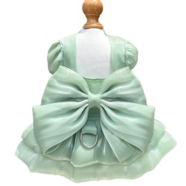 Yaopelky Dog Princess Dress for Small Dogs, Cat Dress with Bow D-Ring Dog Girl Wedding Clothes Cute Puppy Tutu Skirt Summer Costume(Green, XL(5-7kg))