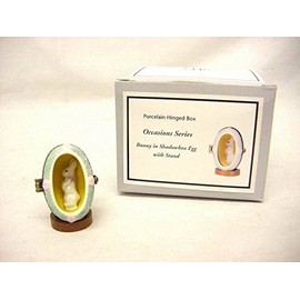 PHB Easter Bunny in Egg Shadow Box Porcelain Hinged Box Midwest Cannon Falls