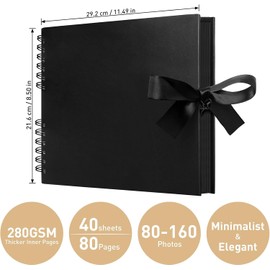 Mooshy Scrapbook Photo Albums DIY Memory Book Large Scrapbook Kit 80pages A5 Scrapbook with Pens Photo Corners Sticker Black Scrapbook for Gifts Perfect for Weddings, Travel, Baby Photo Albums