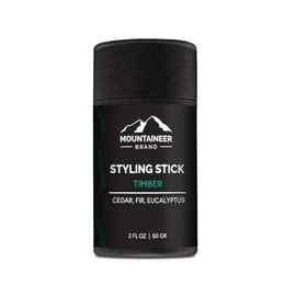 Mountaineer Brand Styling Stick | 100% Natural Beard Conditioner for Men | Hydrate, Tame Wiry Hair | Firm Hold for Easy Styling | Woodsy Timber Scent 2oz