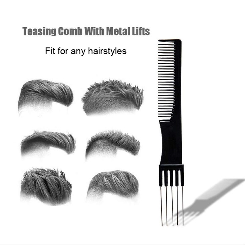 4PCS Double End Comb Carbon Lift Teasing Combs with Metal