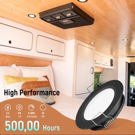 Obeaming Set of 8 LED Recessed Spotlights, 12 V LED Spotlight for Motorhome, Boat, Camper, Caravan, Van, 12 V Recessed Spotlights, DIA 70 mm, CRI93 Aluminium (Black, 5000 K)