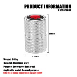 Fogfar 4 PCS Car Tire Valve Stem Cap, Retrofit Metal Valve Cover, Fit for Truck Sedan SUV Motorcycle (Silver)