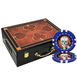 MRC 500pcs Skull Poker Chips Set with High Gloss Wood Case Custom Build