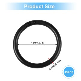45 Stück Duschvorhang Ringe, 40mm Duschvorhang Haken, Kunststoff Gardinenringe, Stille Vorhangringe, Duschvorhangringe Schwarz für Duschvorhangstangen, Teleskopstangen mit Einem Durchmesser von 2-4 cm
